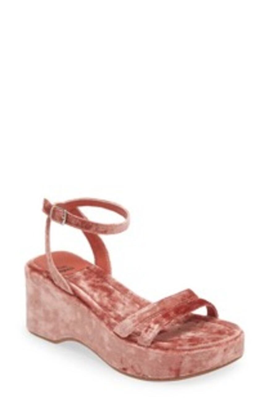 Jeffrey Campbell 5.5 Activate Pink Crushed Velvet Platform Strappy Sandal